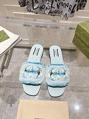 Bagsaaa Gucci Women's Interlocking G slide sandal in blue canvas 782412 - 1