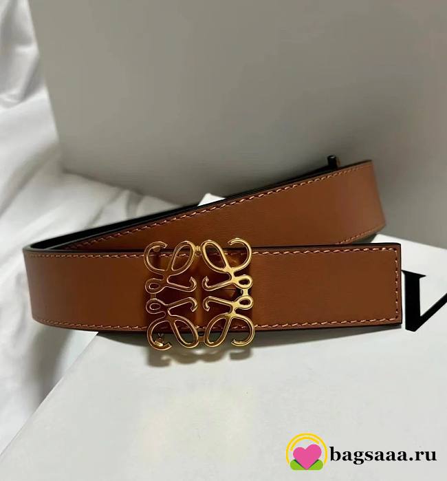 Bagsaaa Loewe Reversible Anagram belt in smooth calfskin brown & black - 2.8cm - 1