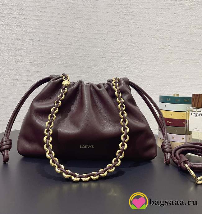 Bagsaaa Loewe Medium Flamenco purse in mellow nappa lambskin Dark Burgundy - 30X20X10.5 cm - 1