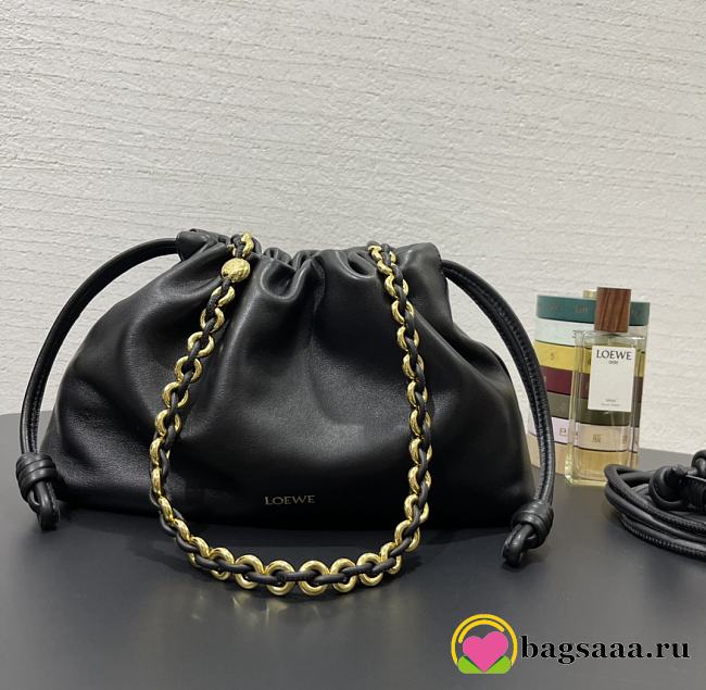 Bagsaaa Loewe Medium Flamenco purse in mellow nappa lambskin black - 30X20X10.5 cm - 1