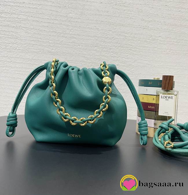 Bagsaaa Loewe Mini Flamenco Purse bag in mellow nappa lambskin Emerald Green - 23X17X5.5 cm - 1