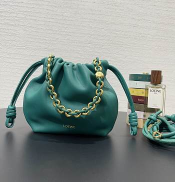 Bagsaaa Loewe Mini Flamenco Purse bag in mellow nappa lambskin Emerald Green - 23X17X5.5 cm