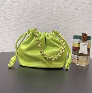 Bagsaaa Loewe Mini Flamenco Purse bag in mellow nappa lambskin Anise Green - 23X17X5.5 cm