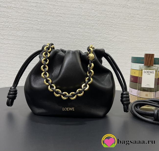 Bagsaaa Loewe Mini Flamenco Purse bag in mellow nappa lambskin black - 23X17X5.5 cm - 1