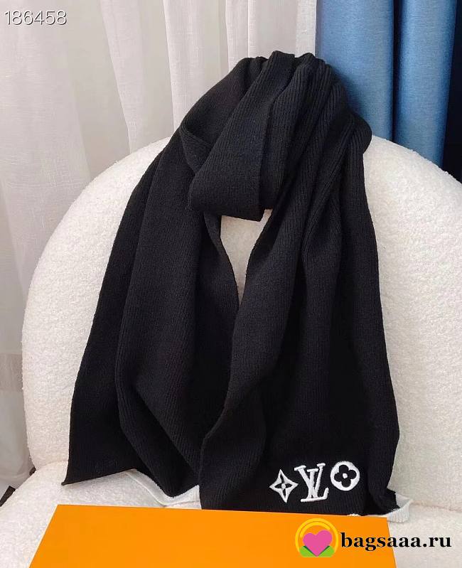 Bagsaaa LV M77928 Headline Scarf Black - 35 x 200 cm - 1