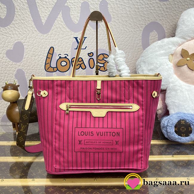 Bagsaaa Louis Vuitton M12257 Reversible Neverfull Bandoulière Inside Out MM Tote Bag Rose Pink - 31 x 28 x 14 cm - 1