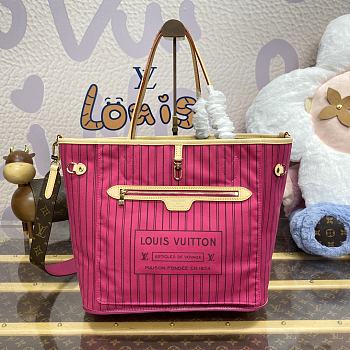 Bagsaaa Louis Vuitton M12257 Reversible Neverfull Bandoulière Inside Out MM Tote Bag Rose Pink - 31 x 28 x 14 cm