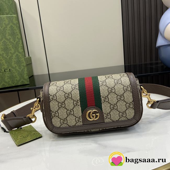 Bagsaaa Gucci Ophidia super mini shoulder bag 795466 beige & ebony - 18.5x10x5.5cm - 1