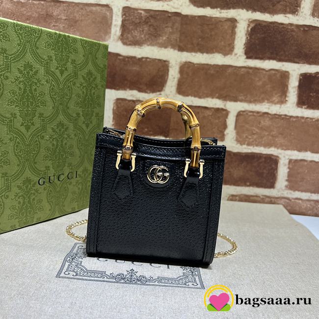 Bagsaaa Gucci Diana super mini bag ‎760251 black - 16.5x12x6cm - 1