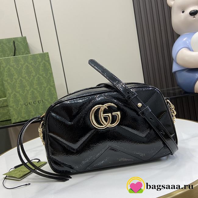 Bagsaaa Gucci GG Marmont small shoulder bag 802448 black patent - 24 x 13 x 7 cm - 1