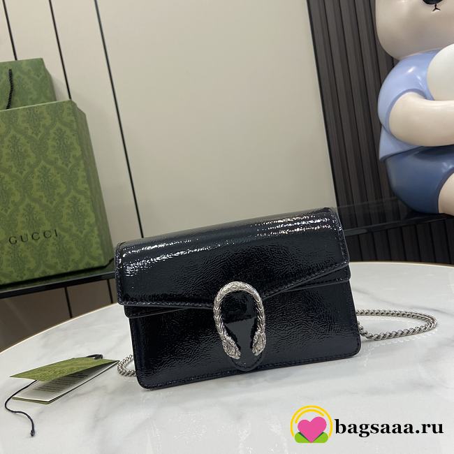 Bagsaaa Gucci Dionysus super mini bag 795368 black patent - 17.5 x 11 x 6.5 cm - 1