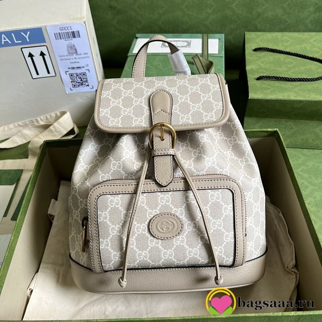 Bagsaaa Gucci Small backpack with GG 674147 beige - 26.5x30x13cm - 1