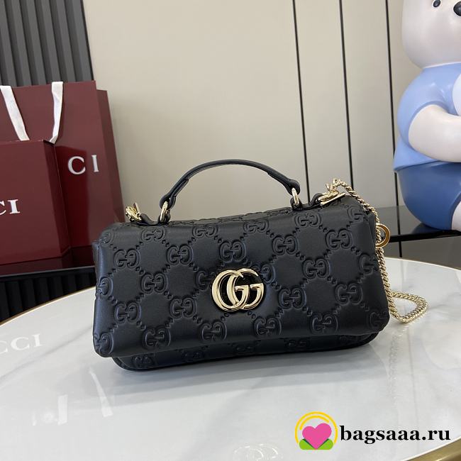 Bagsaaa Gucci GG Milano Mini Top Handle Bag 806017 Black GG - 21 x 12.5 x 4.5cm - 1