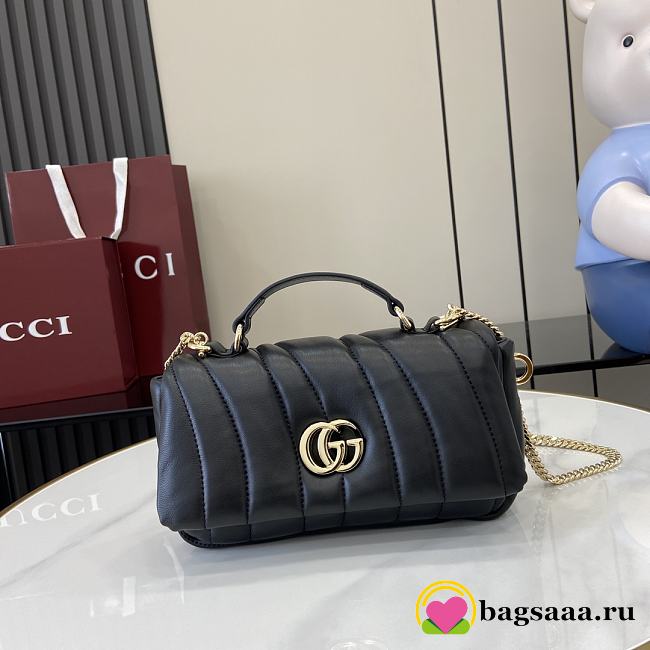 Bagsaaa Gucci GG Milano Mini Top Handle Bag 806017 Black - 21 x 12.5 x 4.5cm - 1