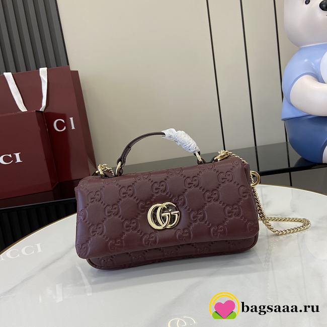 Bagsaaa Gucci GG Milano Mini Top Handle Bag 806017 Red GG - 21 x 12.5 x 4.5cm - 1