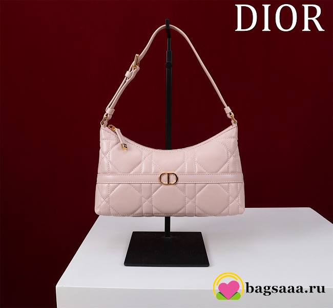 Bagsaaa Dior Miss Caro Mini Hobo Shoulder Bag Powder Pink Macrocannage Lambskin - 24 x 14 x 6.5 cm - 1