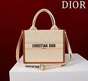 Bagsaaa Small Dior Book Tote Beige Dior Oblique Embroidered Raffia and Camel Calfskin - 26.5 x 22 x 14 cm - 1