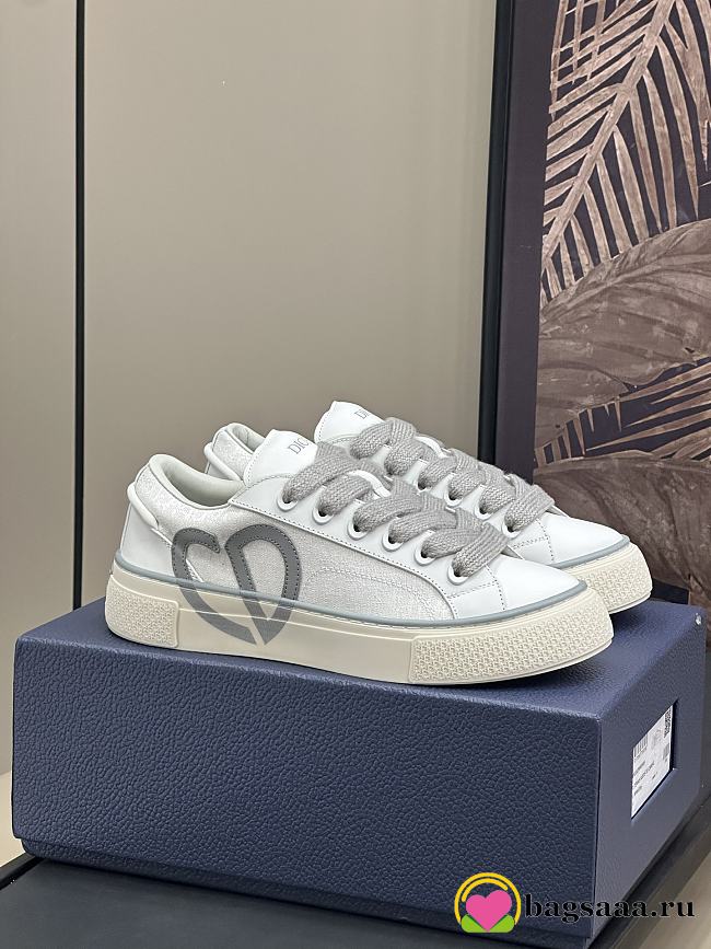 Bagsaaa Dior B33 Sneaker Gray Smooth Calfskin and Gray Dior Oblique Jacquard - 1