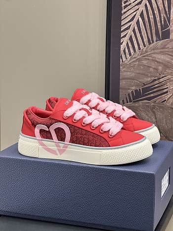 Bagsaaa Dior B33 Sneaker Red Smooth Calfskin and Red Dior Oblique Jacquard