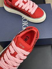 Bagsaaa Dior B33 Sneaker Red Smooth Calfskin and Red Dior Oblique Jacquard - 4