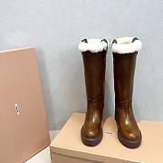 Bagsaaa Miumiu Fumé leather boots brown & shearling lining - 1