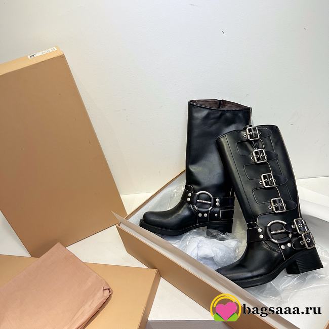 Bagsaaa Miumiu Leather boots black - 1