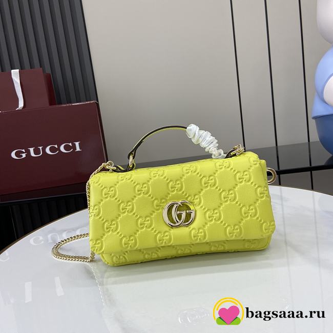 Bagsaaa Gucci GG Milano Mini Top Handle Bag 806017 Bright Green GG - 21 x 12.5 x 4.5cm - 1