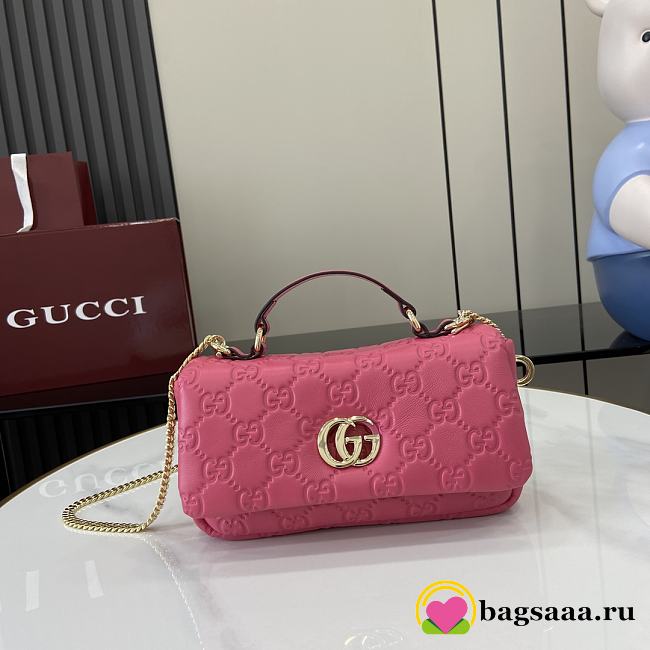 Bagsaaa Gucci GG Milano Mini Top Handle Bag 806017 Pink GG - 21 x 12.5 x 4.5cm - 1