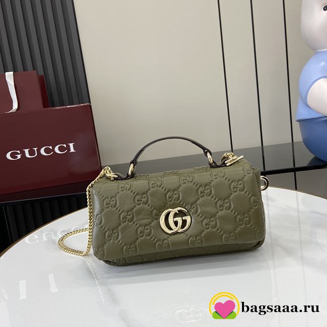 Bagsaaa Gucci GG Milano Mini Top Handle Bag 806017 Green GG - 21 x 12.5 x 4.5cm - 1