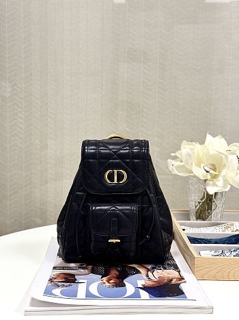 Bagsaaa Small Dior Caro Backpack Black Macrocannage Lambskin - 19.5 x 18.5 x 8.5 cm