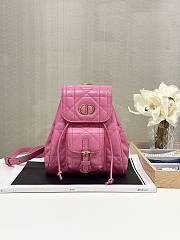 Bagsaaa Small Dior Caro Backpack Hydrangea Pink Macrocannage Lambskin - 19.5 x 18.5 x 8.5 cm - 1