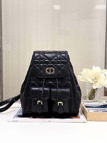 Bagsaaa Medium Dior Caro Backpack Black Macrocannage Lambskin - 23 x 26.7 x 12.5 cm