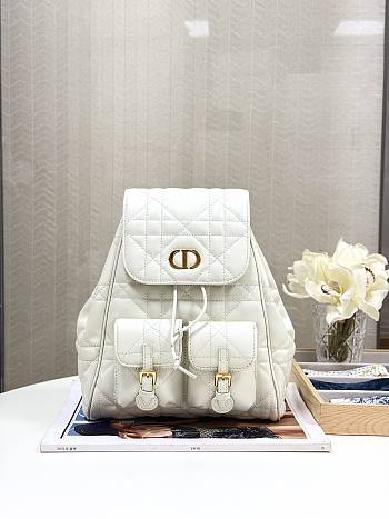 Bagsaaa Medium Dior Caro Backpack Latte Macrocannage Lambskin - 23 x 26.7 x 12.5 cm