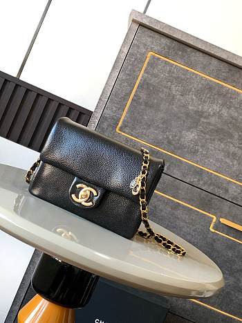 Bagsaaa Chanel AS5218 Mini Flap Bag Grained Black - 13 × 17.5 × 6 cm