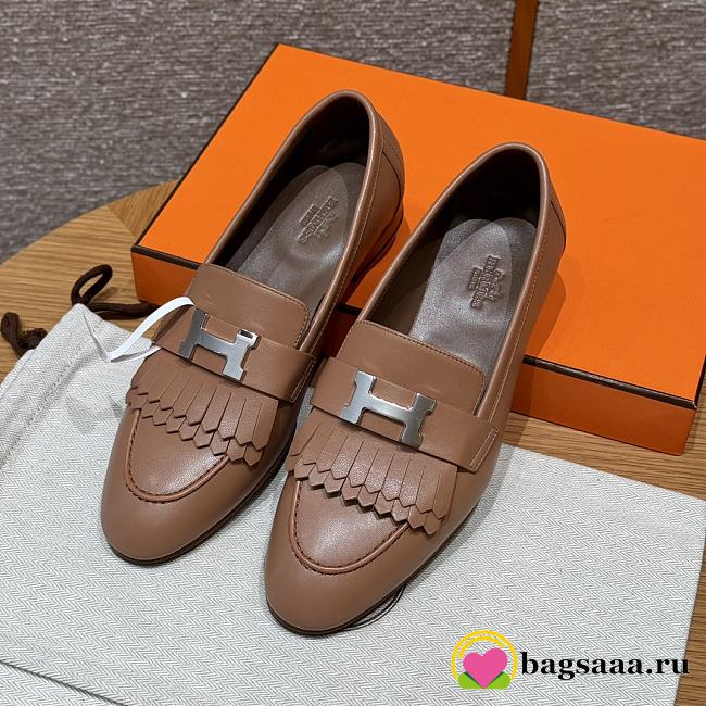 Bagsaaa Hermes Royal loafer brown & silver - 1