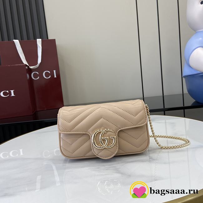 Bagsaaa Gucci GG Marmont Super Mini Bag 476433 Light Pink - 16.5x10x4.5cm - 1