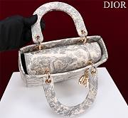 Bagsaaa Dior Medium Dioriviera Lady D-Lite Bag Gray Toile de Jouy Embroidery - 24 x 21 x 12 cm - 4