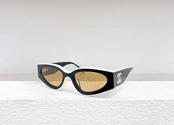 Bagsaaa Chanel Cat Eye Sunglasses Black & White - Lenses: Beige