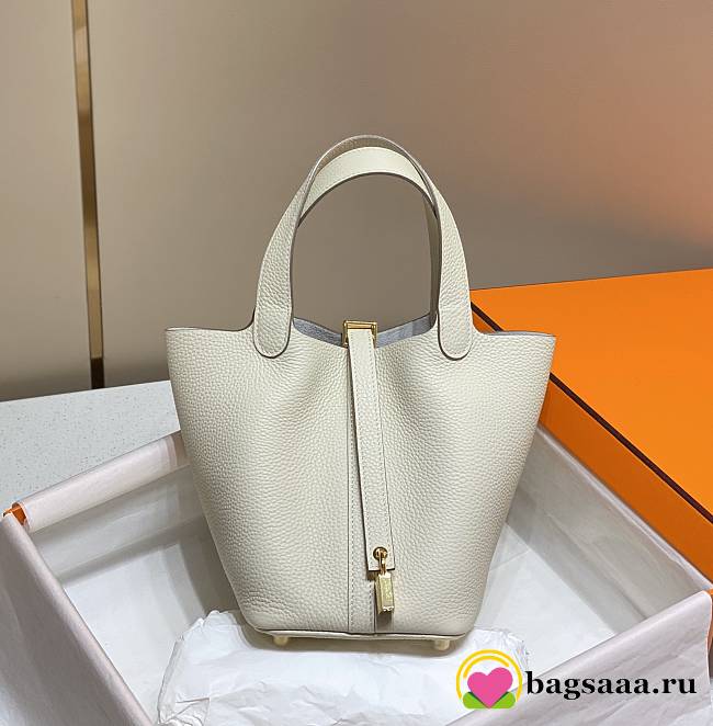 Bagsaaa Hermes Picotin Lock 22 Ivory Togo & Gold - 1