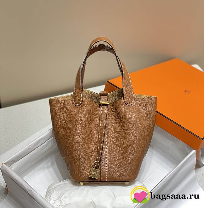 Bagsaaa Hermes Picotin Lock 22 Brown Togo & Gold - 1