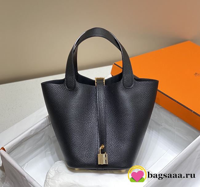 Bagsaaa Hermes Picotin Lock 22 Black Togo & Gold - 1