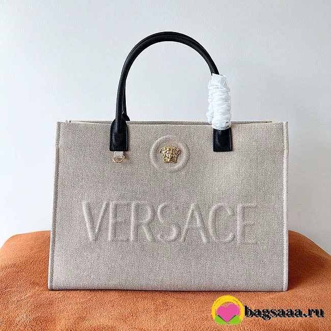 Bagsaaa Versace La Medusa Canvas Large Tote Bag Beige - 40x16x29cm - 1