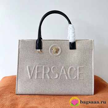 Bagsaaa Versace La Medusa Canvas Large Tote Bag Beige - 40x16x29cm