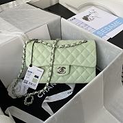 Bagsaaa Chanel Flap Bag Light Green Lambskin & Silver Hardware - 23cm - 1