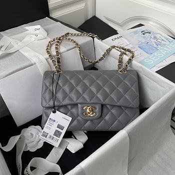 Bagsaaa Chanel Flap Bag Gray Lambskin & Gold Hardware - 23cm