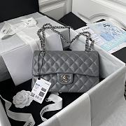 Bagsaaa Chanel Flap Bag Gray Lambskin & Silver Hardware - 23cm - 1