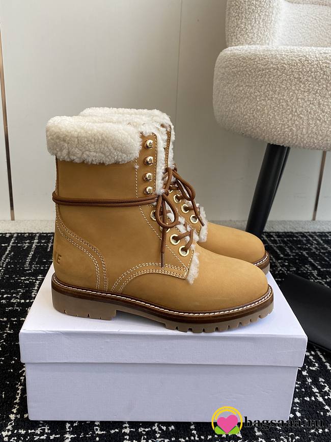 Bagsaaa Celine Kurt Lace-Up Mid Boot In Nubuck Calfskin And Shearling - 1