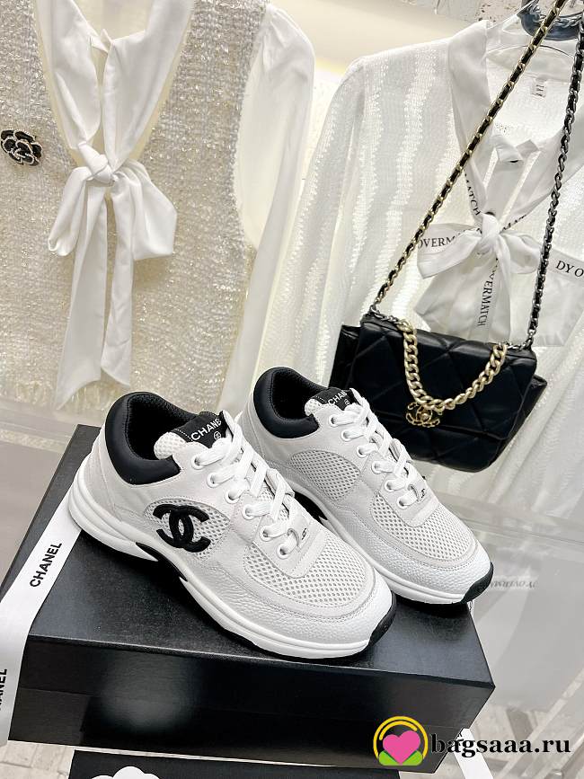 Bagsaaa Chanel Sneakers White&Black Mesh&Calfskin G38299 - 1