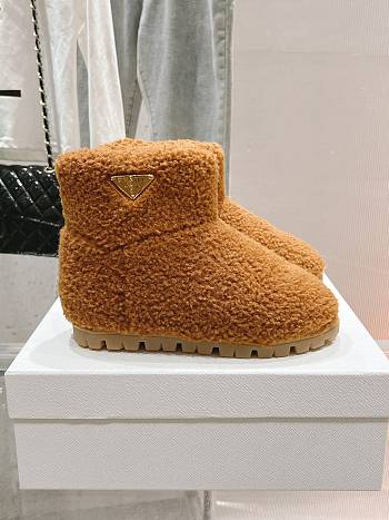 Bagsaaa Prada Shearling Booties Caramel 