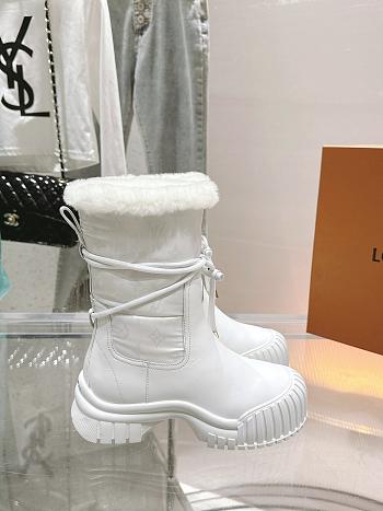 Bagsaaa Louis Vuitton Ruby Flat Ankle Boot White nylon